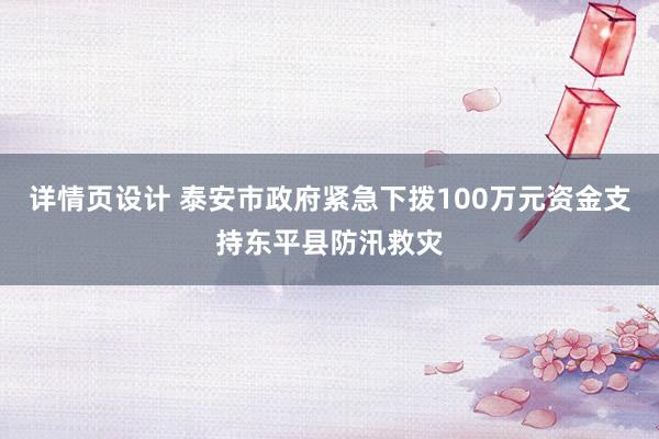 详情页设计 泰安市政府紧急下拨100万元资金支持东平县防汛救灾