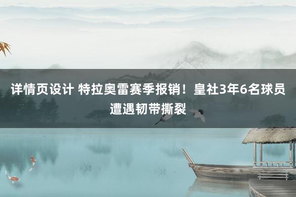 详情页设计 特拉奥雷赛季报销！皇社3年6名球员遭遇韧带撕裂